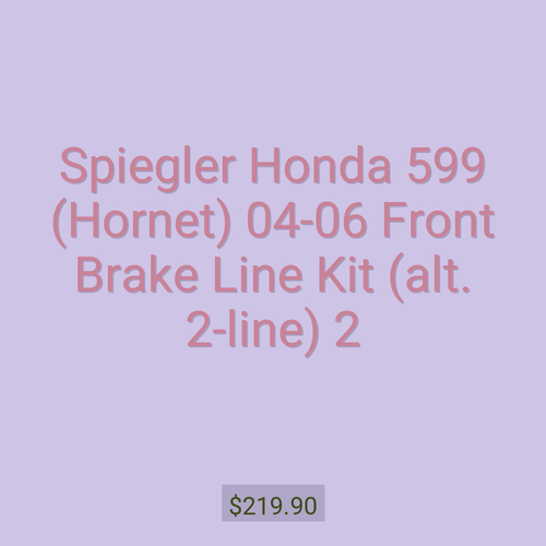 Spiegler Honda 599 (Hornet) 04-06 Front Brake Line Kit (alt. 2-line) 2