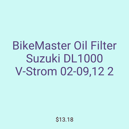 BikeMaster Oil Filter Suzuki DL1000 V-Strom 02-09,12 2
