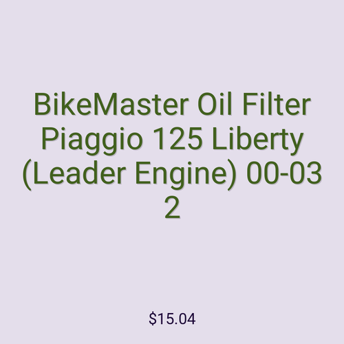 BikeMaster Oil Filter Piaggio 125 Liberty (Leader Engine) 00-03 2