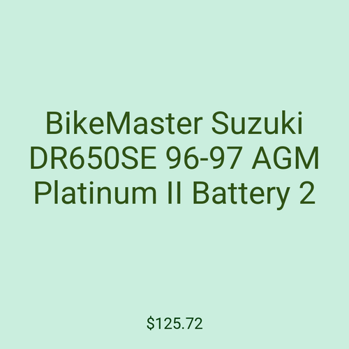 BikeMaster Suzuki DR650SE 96-97 AGM Platinum II Battery 2