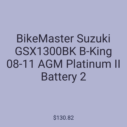 BikeMaster Suzuki GSX1300BK B-King 08-11 AGM Platinum II Battery 2