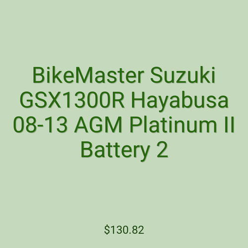 BikeMaster Suzuki GSX1300R Hayabusa 08-13 AGM Platinum II Battery 2