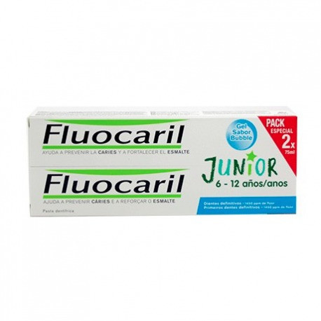 Fluocaril junior 6-12 años gel 2 x 75 mL bubble