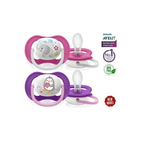 Avent chupete silicona ultra air animals 6-18 m