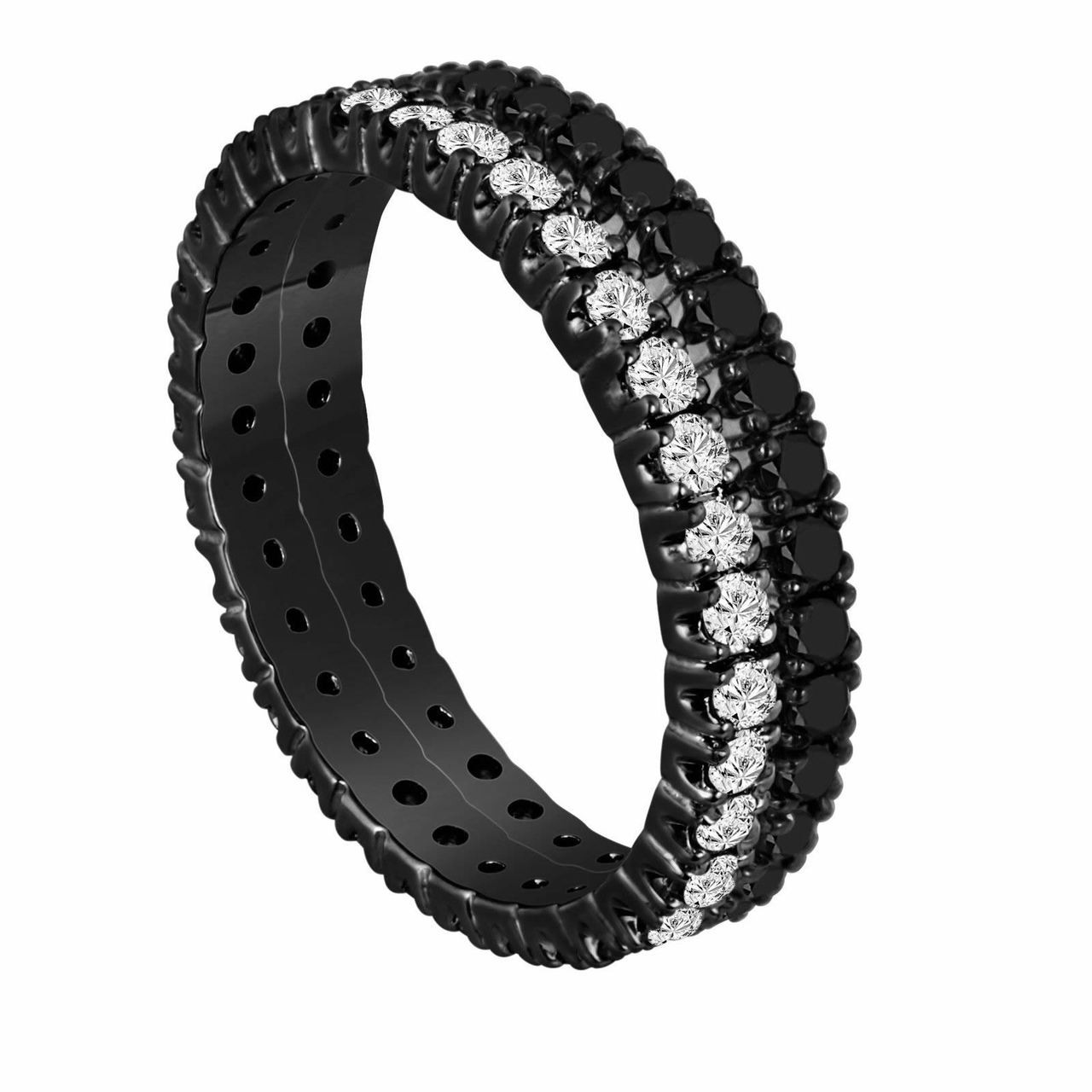 Black Diamond Anniversary Wedding Band 14K Black Gold Vintage Style ...