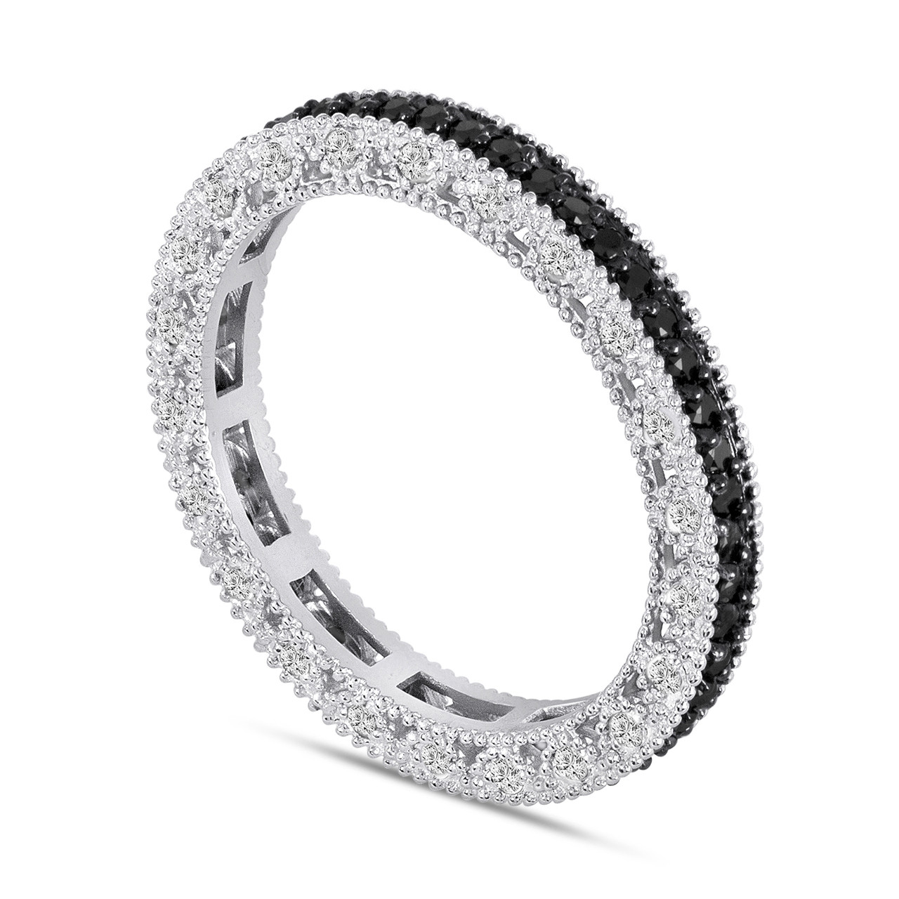 Black Diamond Eternity Wedding Band 14K White Gold 0.75 Carat Unique ...