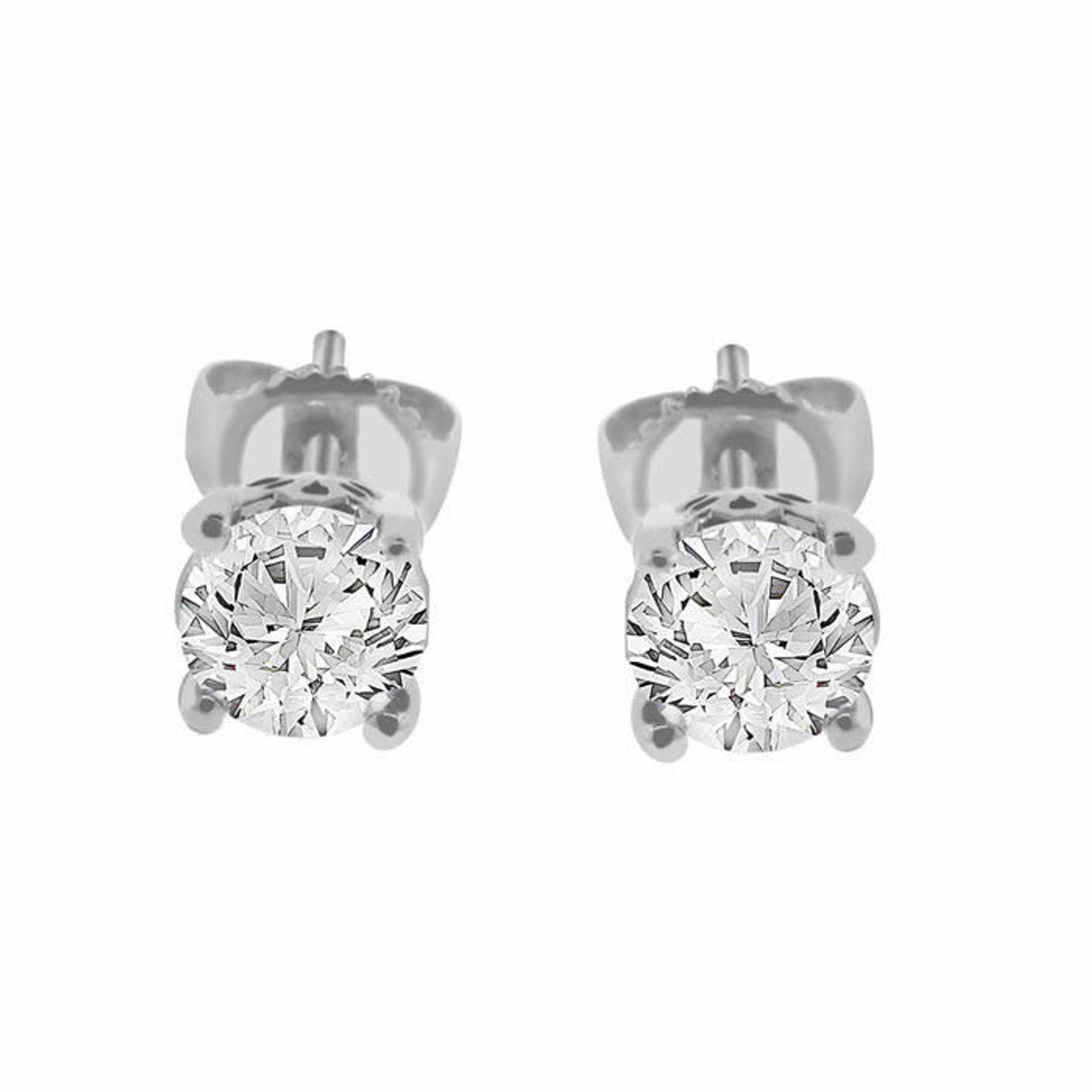 3/4 CT. T.W. Certified Lab-Created Diamond Solitaire Stud Earrings in 10K  White Gold (I/SI2) | Zales Outlet