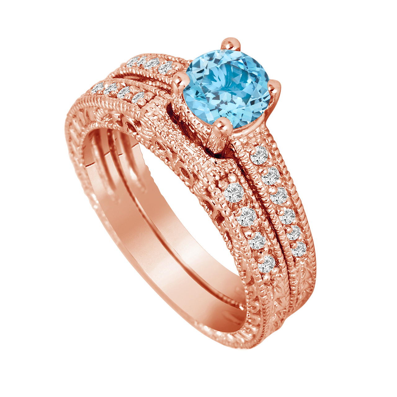 14K Gold Bezel Setting London Blue Topaz and Diamond Ring – FERKOS FJ