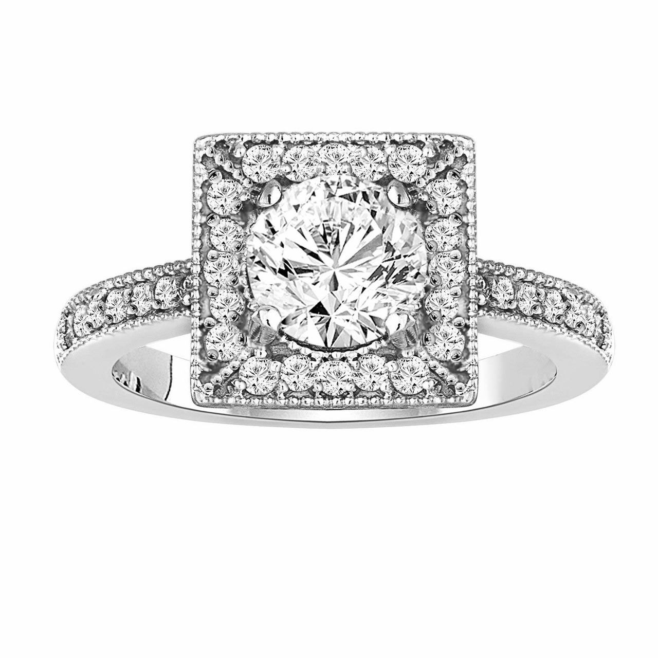 Diamond Engagement Ring GIA Certified Carat 14K White Gold