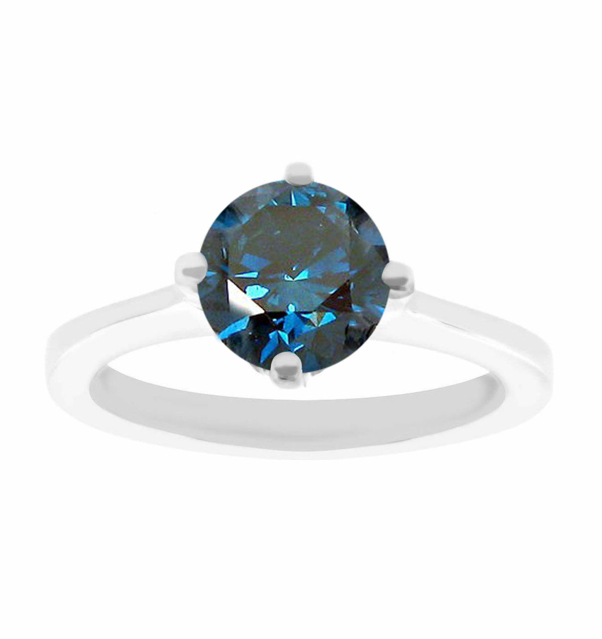 Fancy Blue Diamond Solitaire Engagement Ring Carat 14K