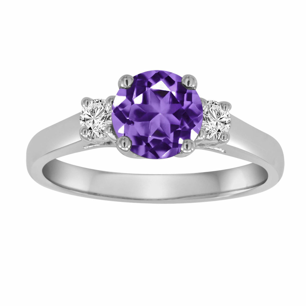 wedding rings with amethyst and diamonds