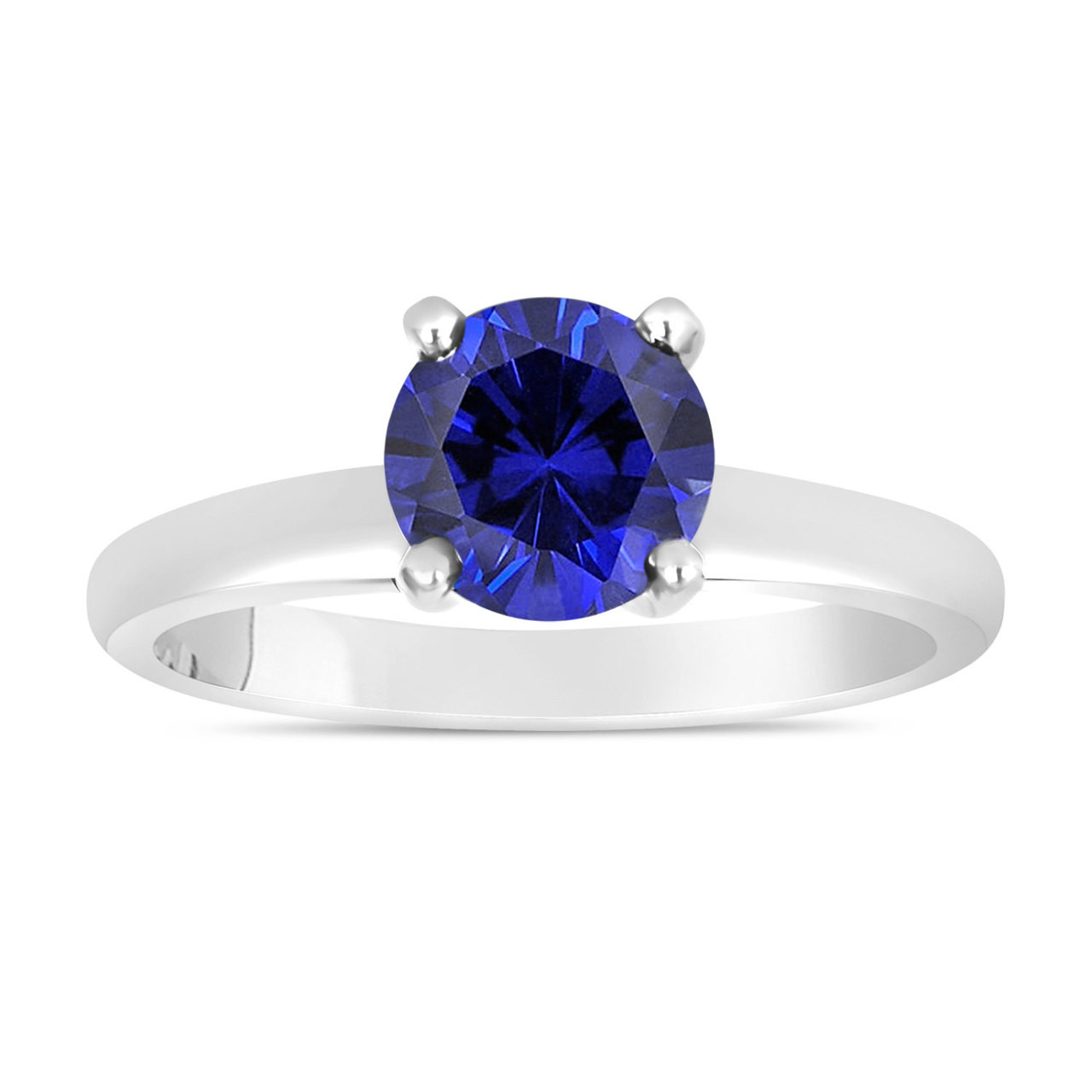 Sapphire Solitaire Engagement Ring 1.00 Carat 14K White Gold handmade  Certified