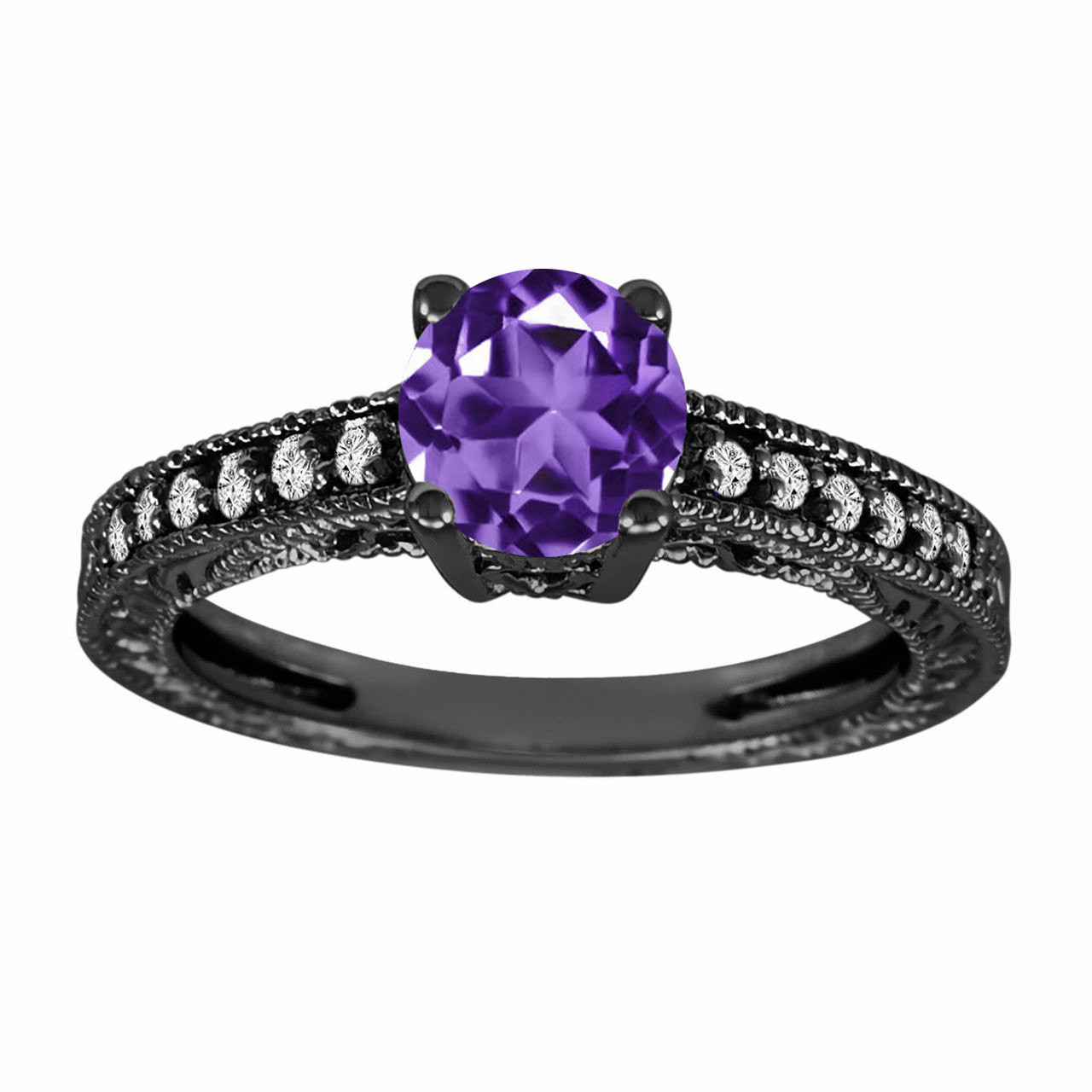 Black ring with purple stone cheap