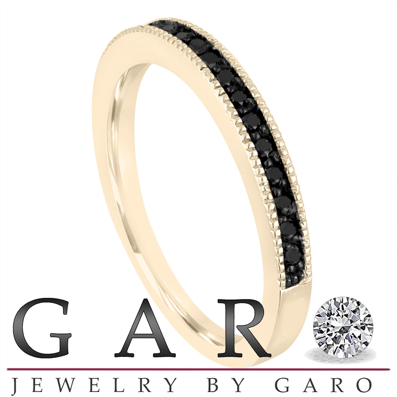 Fancy Black Diamonds Wedding Band 14K Yellow Gold Half Eternity ...
