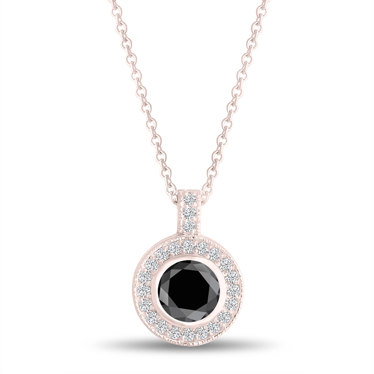 Carat Fancy Black Diamond Pendant Necklace 14K Rose Gold