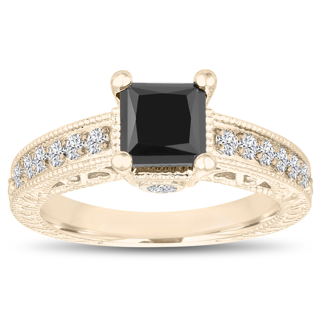 Unique Princess Cut Black Diamond Engagement Ring Carat
