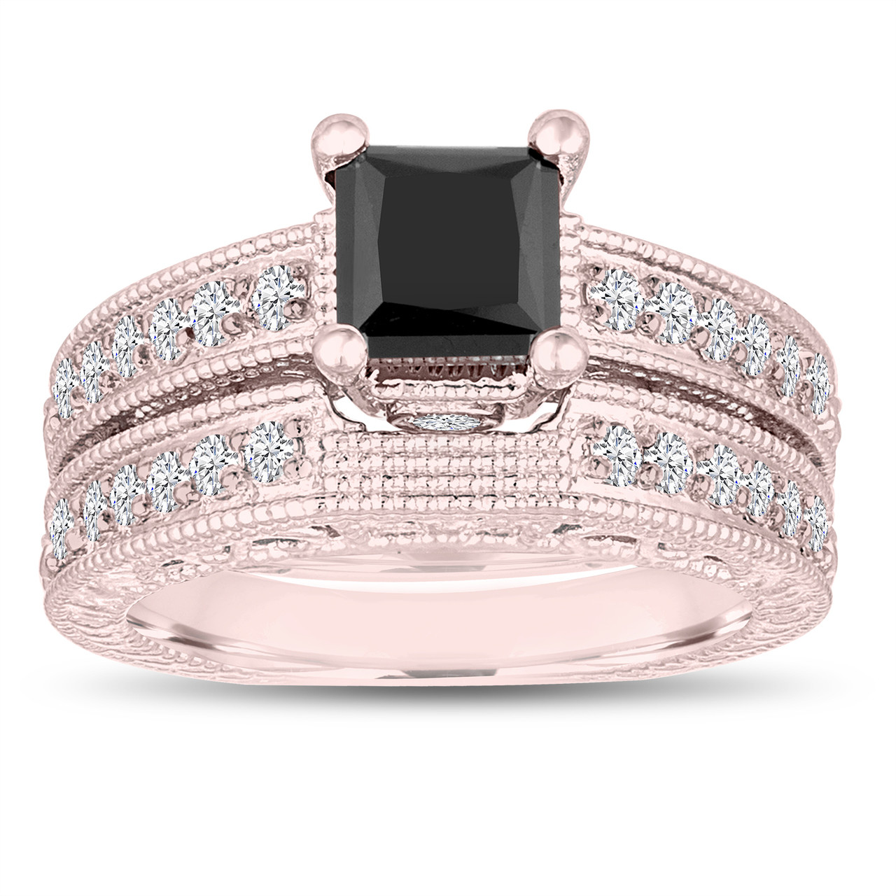 1 81 Carat Princess Cut Fancy Black Diamond Engagement Ring