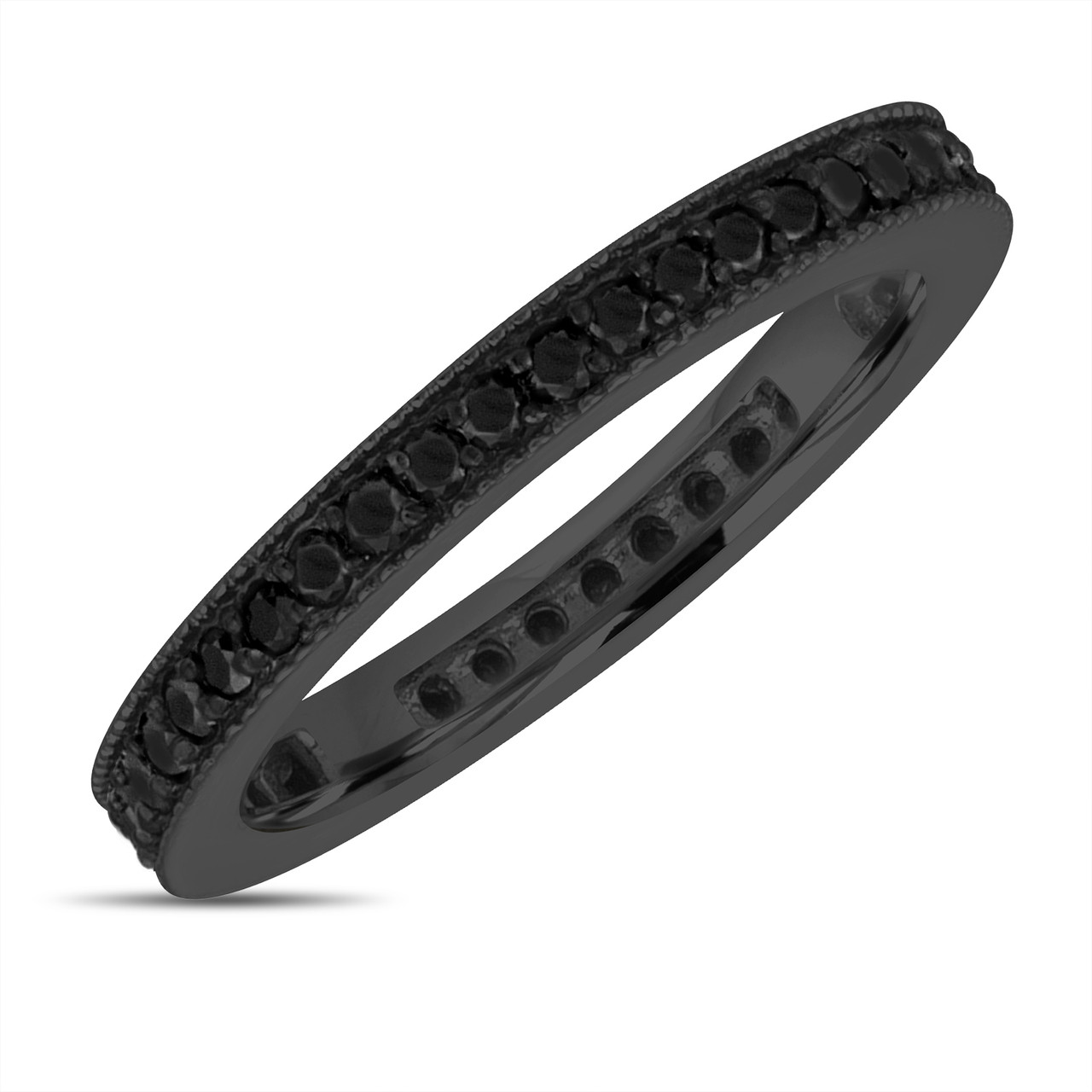 Fancy Black Diamond Eternity Wedding Ring, Eternity Band, Vintage Style