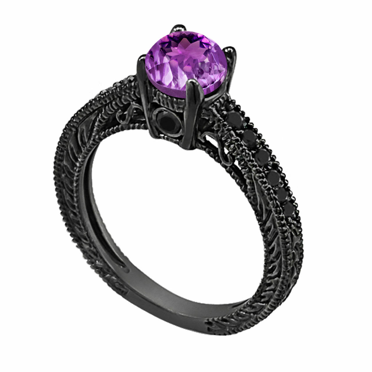 Women Light Purple Round Lavender Amethyst Halo Ring Set | BBBGEM Jewelry