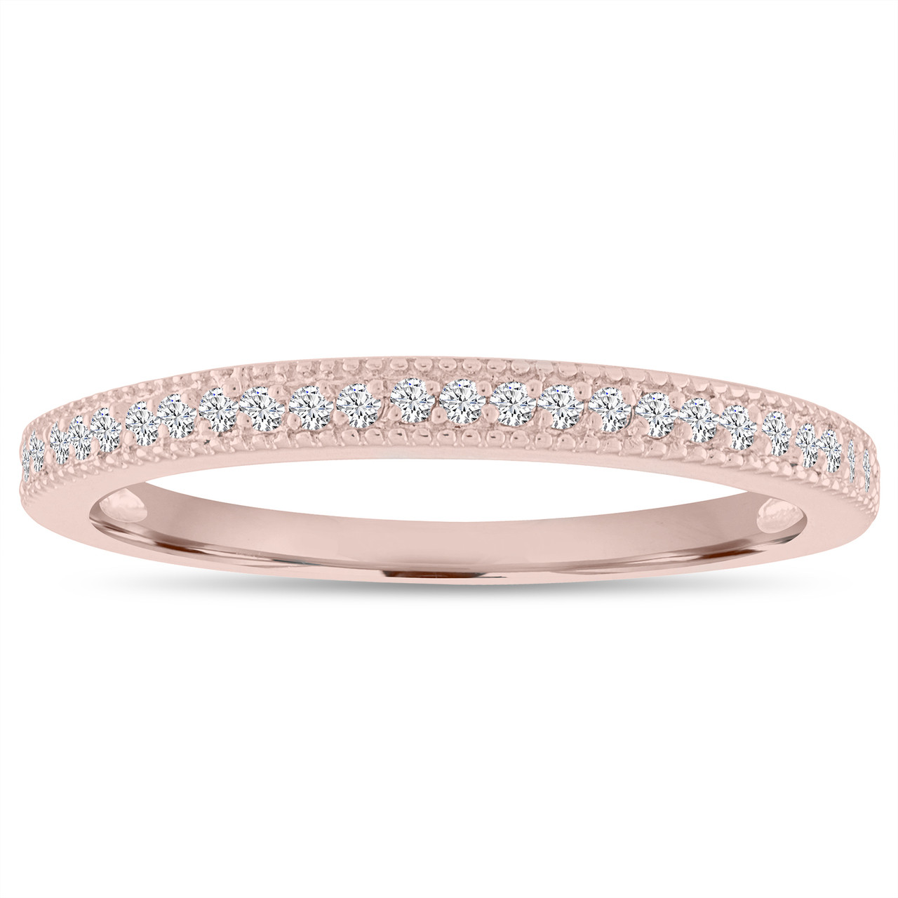 14K Rose Gold Diamond Wedding Band, Wedding Ring, Half Eternity
