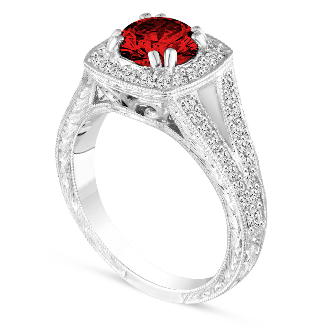 Carat Red Diamond Engagement Ring, Fancy Wedding Ring Vintage