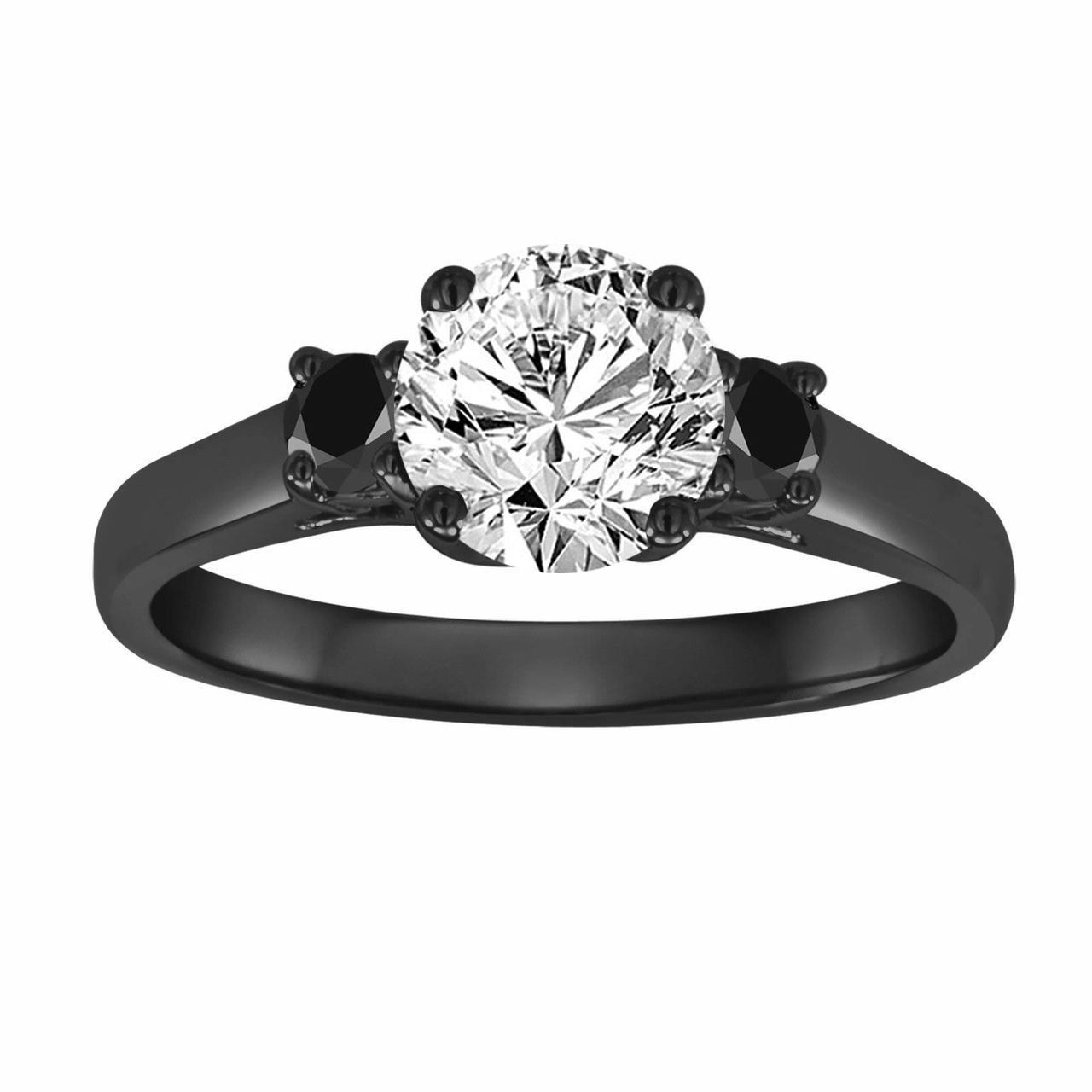 3 stone black diamond engagement rings cheap