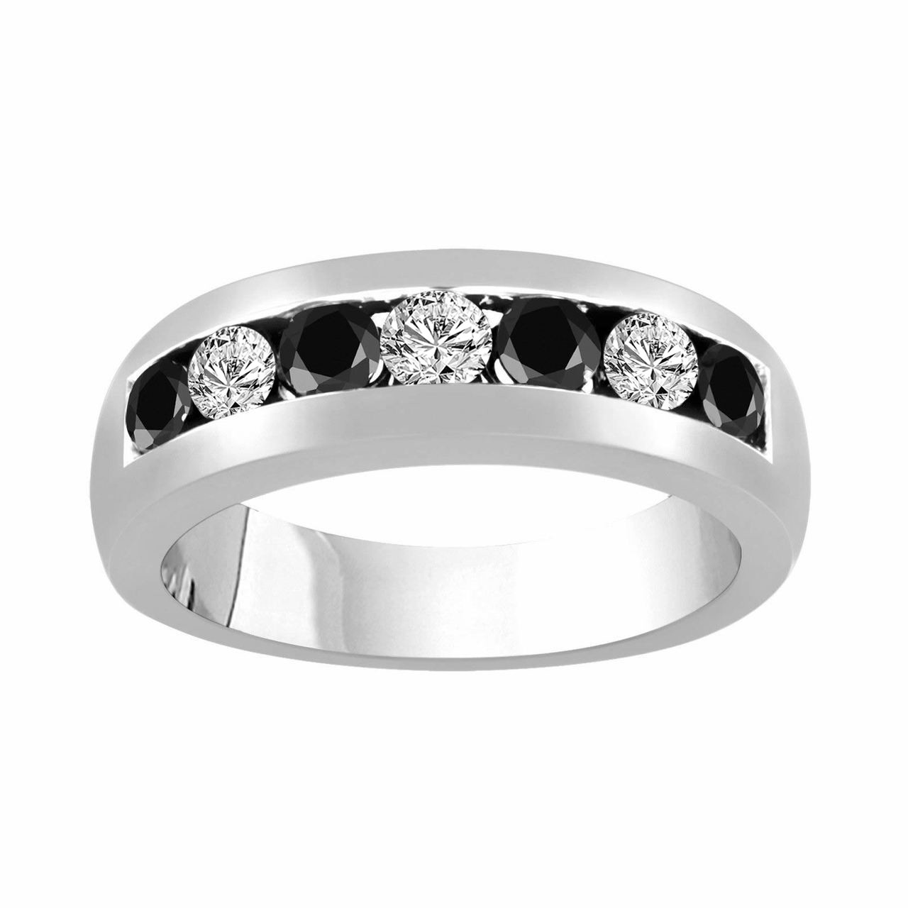 Alternating Black & White Diamond Wedding Band, Wedding