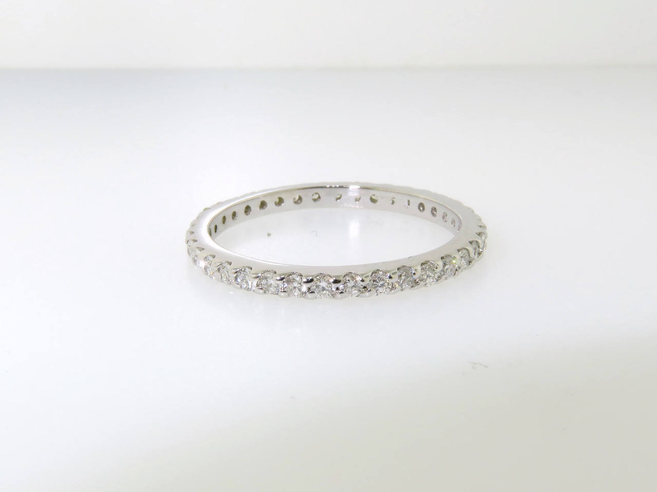 18k White Gold Eternity Diamond Ring, Pave Wedding Band, 0.56 Carat ...