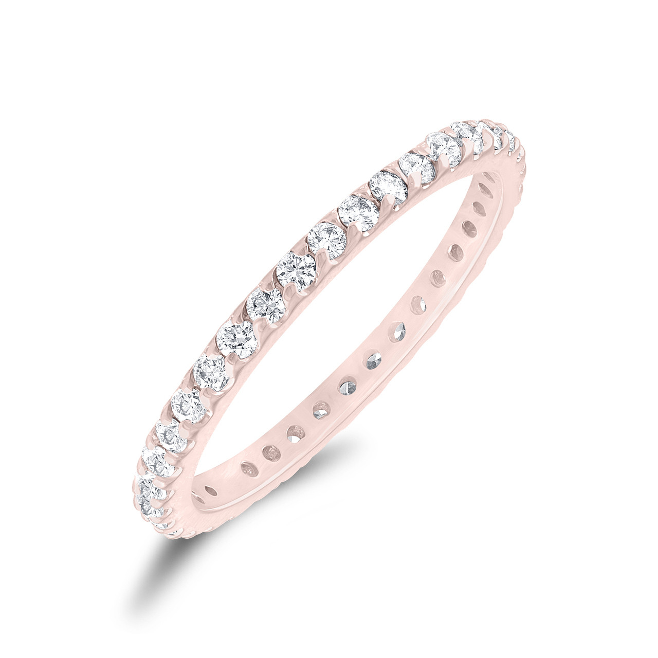 Rose Gold Diamond Eternity Band Stackable Wedding Ring