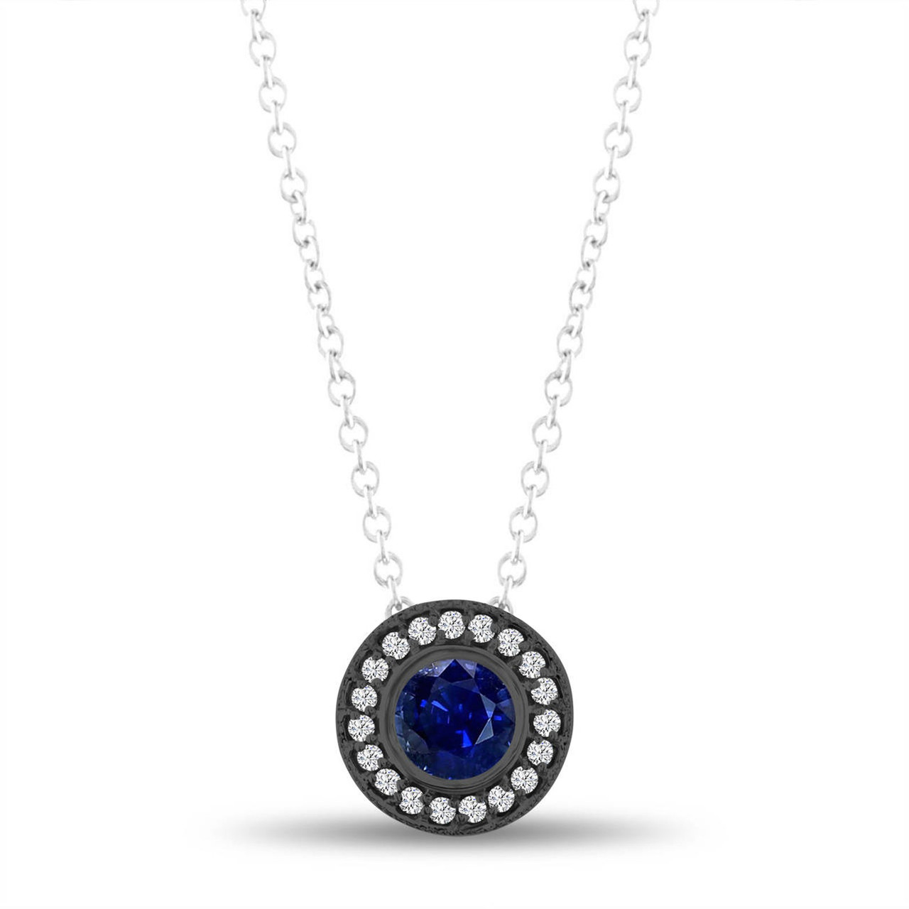 14K Yellow Gold Sapphire and Diamond Stone Necklace, Circa 1960