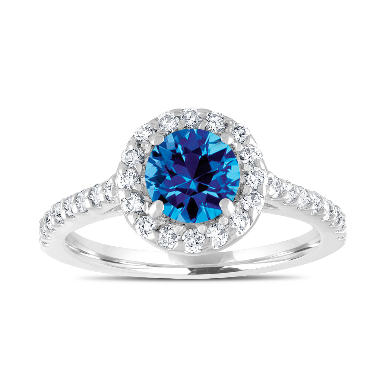1.54 Carat Blue Topaz Engagement Ring, With Diamonds ...