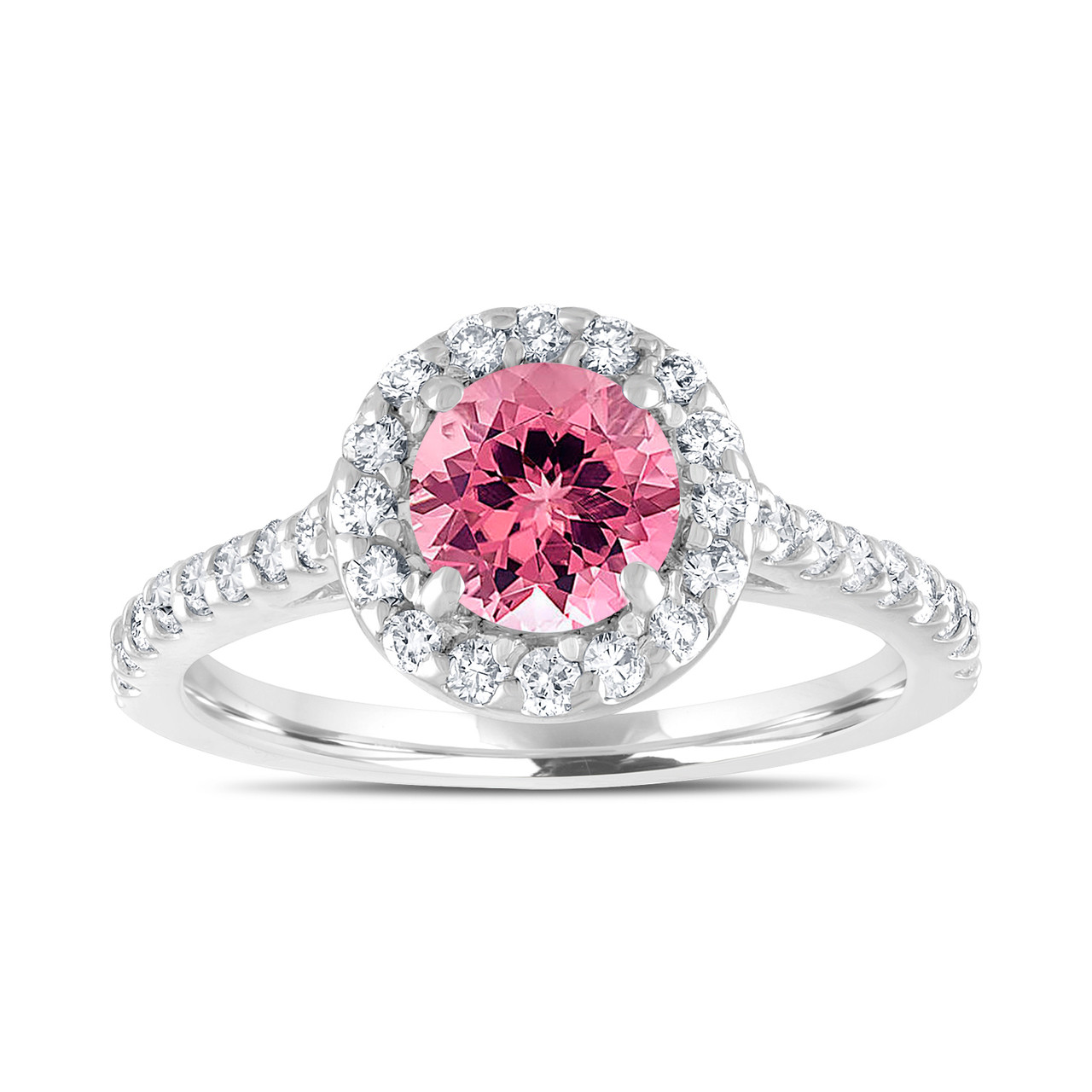 Pink Tourmaline Engagement Ring, With Diamonds Bridal Ring, Wedding ...