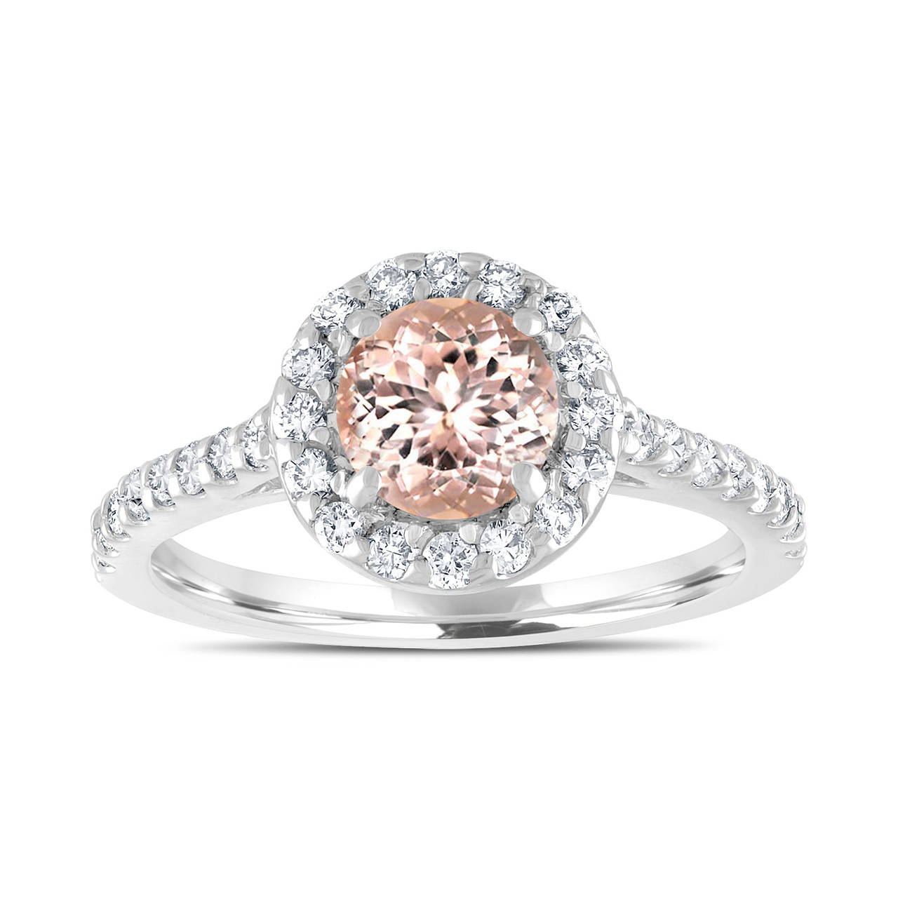 Morganite Engagement Ring Set, Diamonds Bridal Ring Sets, Pink