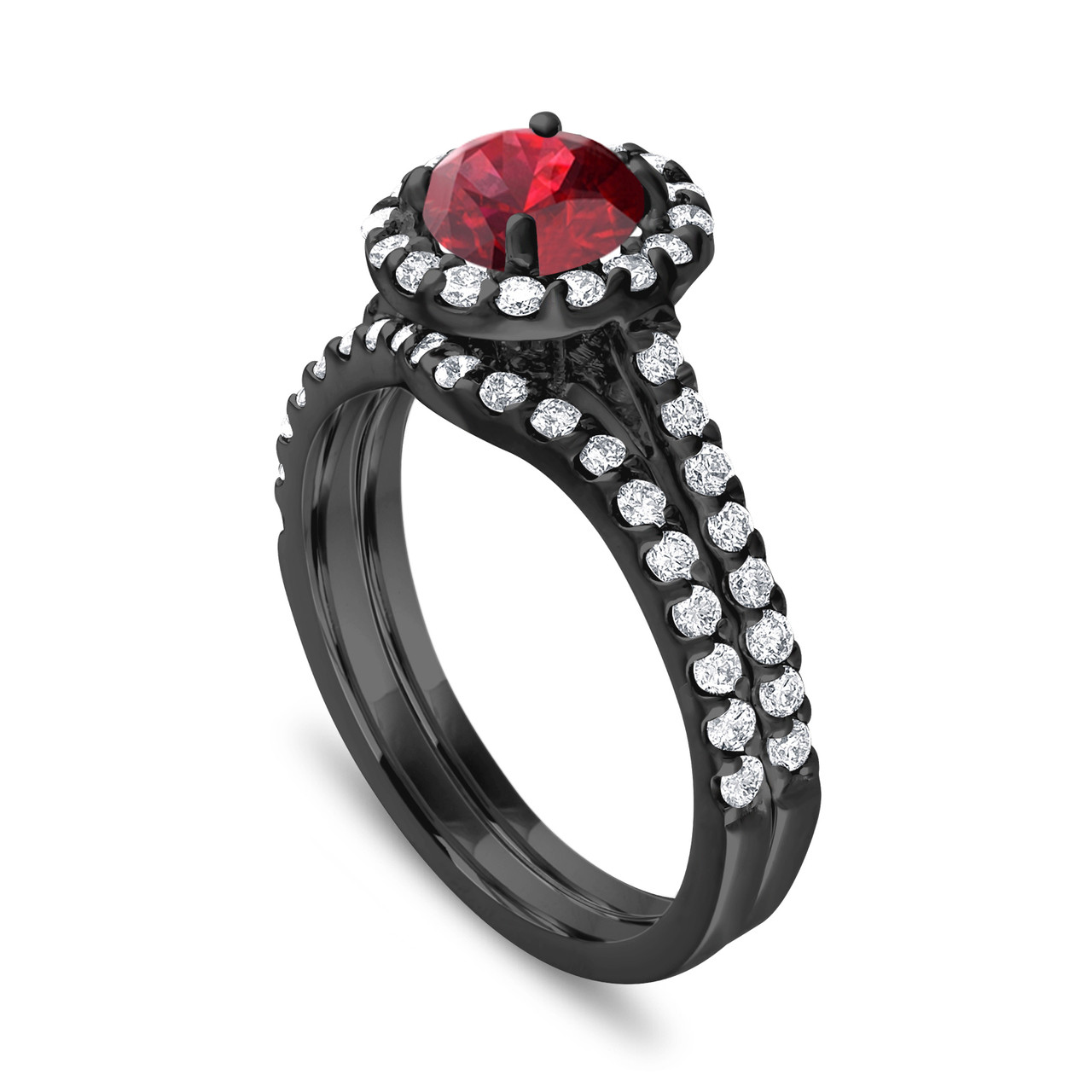 Vintage Engagement Ring Set, With Diamonds Bridal Ring Sets