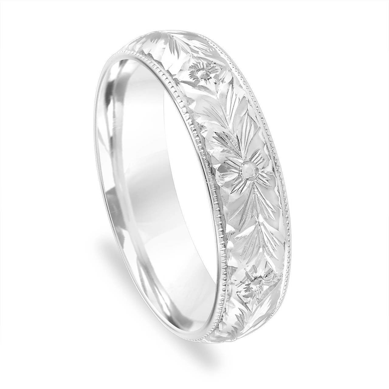 Hand Engraved Wedding Band, Mens 