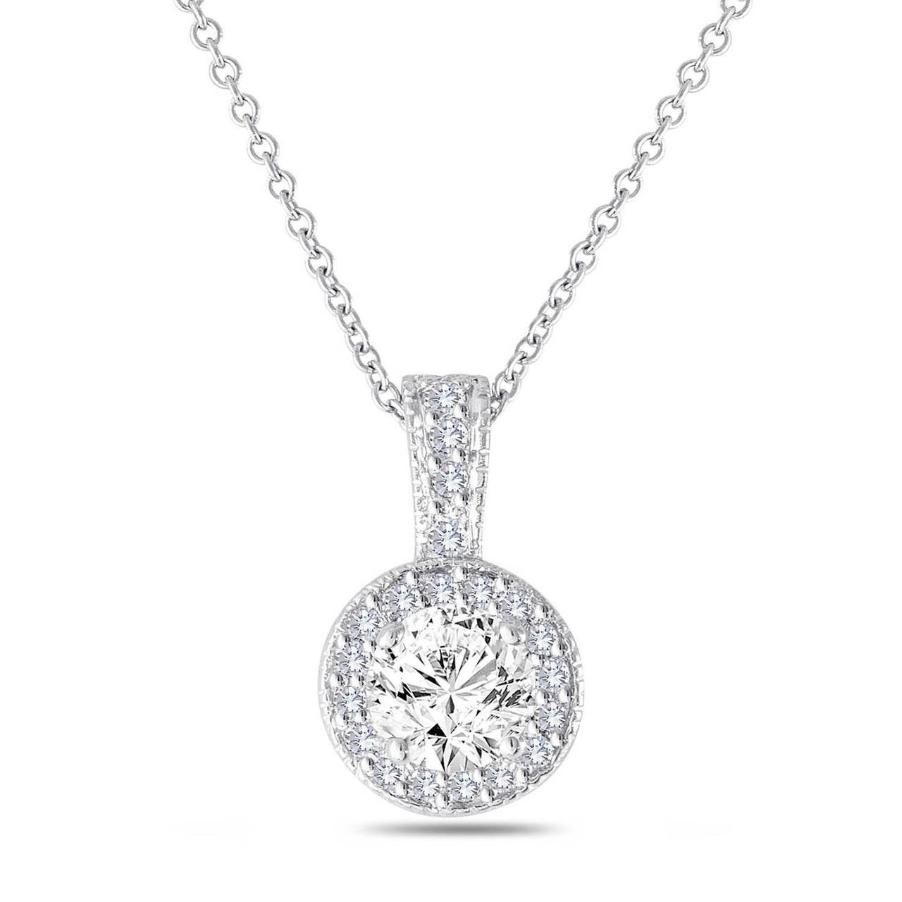 1.23 Carat Diamond Pendant, Diamond Necklace, Halo Pendant, GIA ...