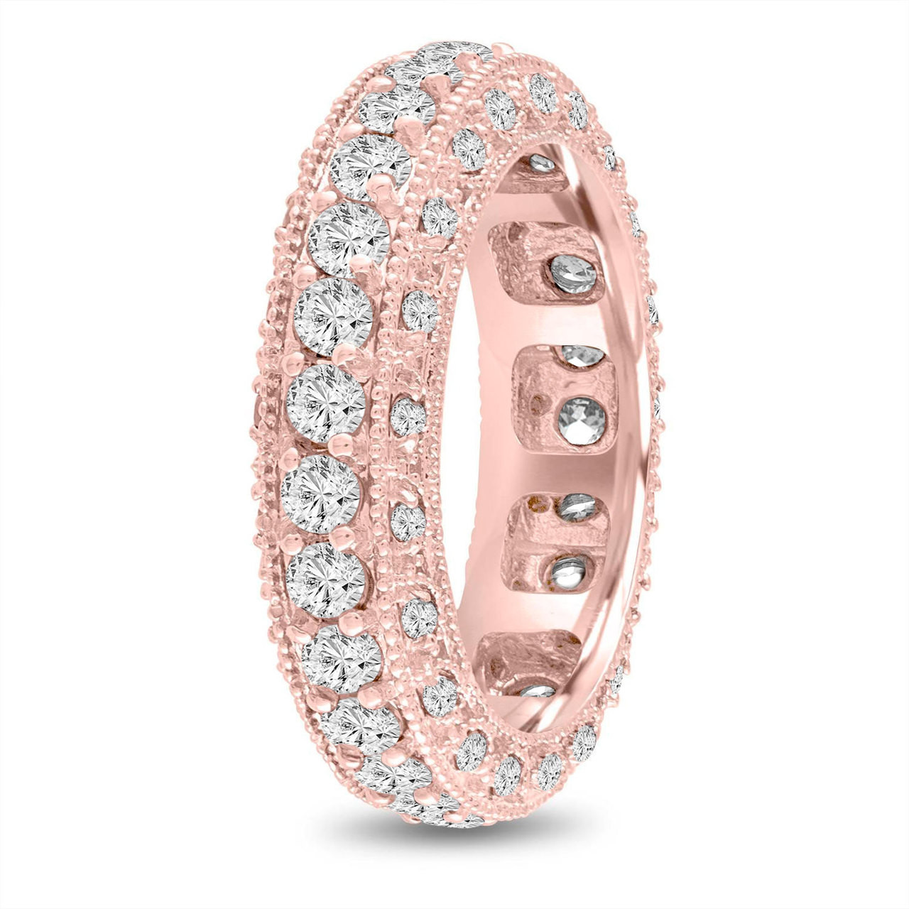 14 Rose Gold Flower Eternity Wedding Band