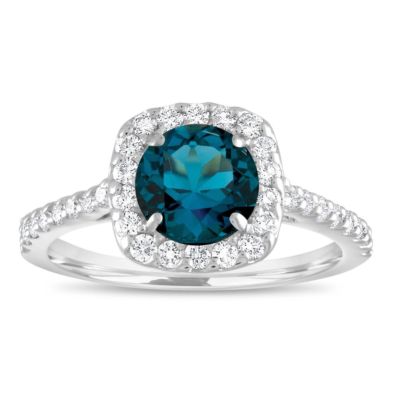 London Blue  Topaz Engagement Ring  With Diamonds  Bridal  