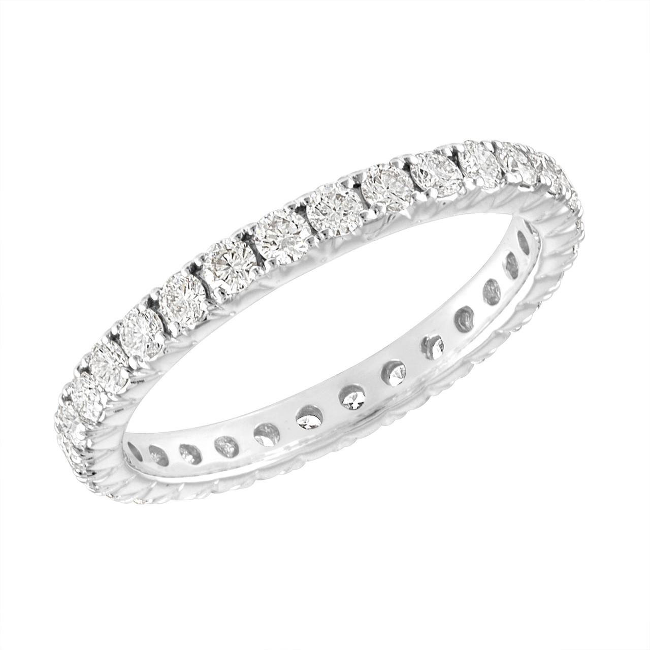 Diamond Eternity Wedding Ring, French Pave Diamonds Eternity Wedding