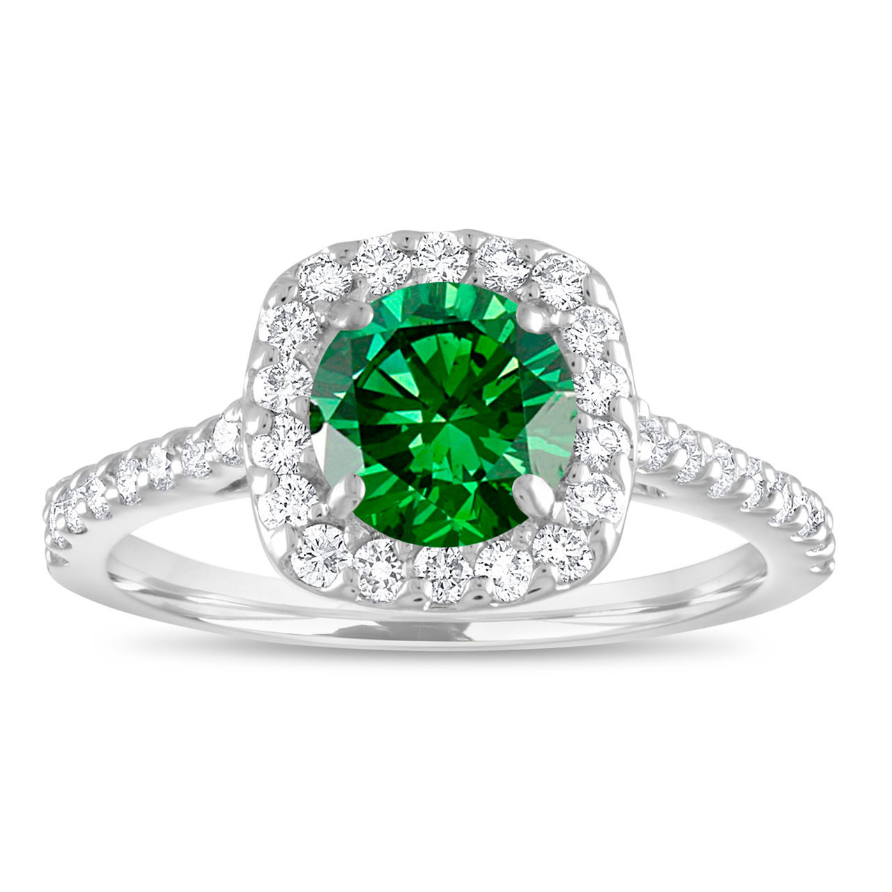 Green Diamond Engagement Ring Fancy Diamond Bridal Ring
