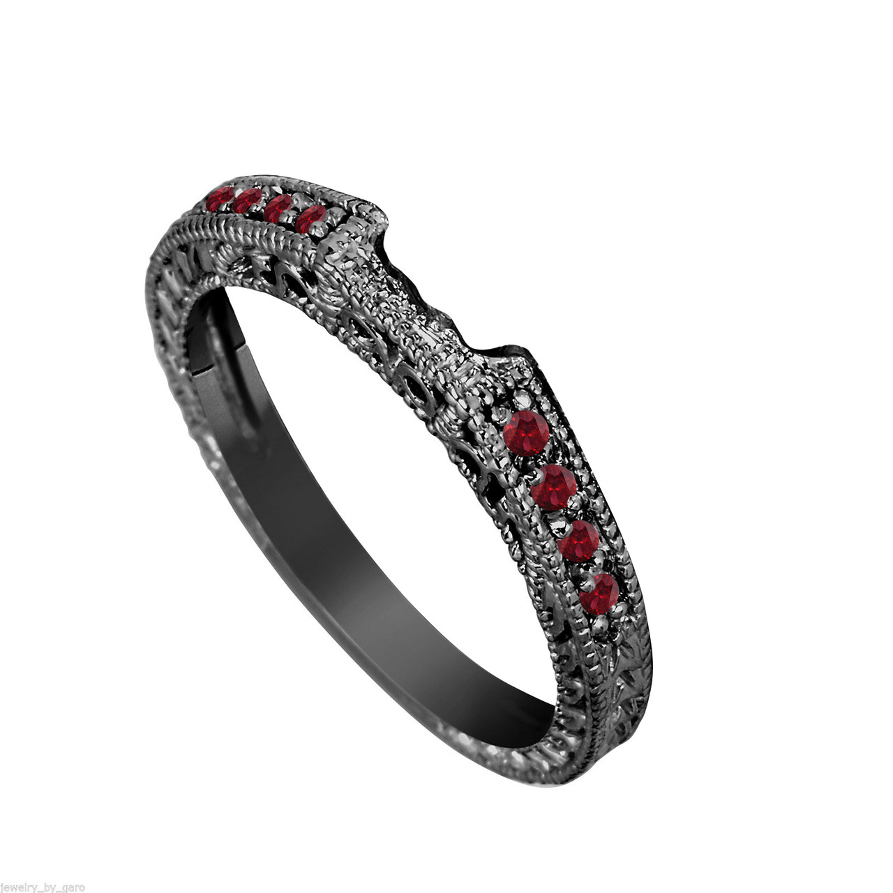 18K Black Gold Garnet Engagement Ring