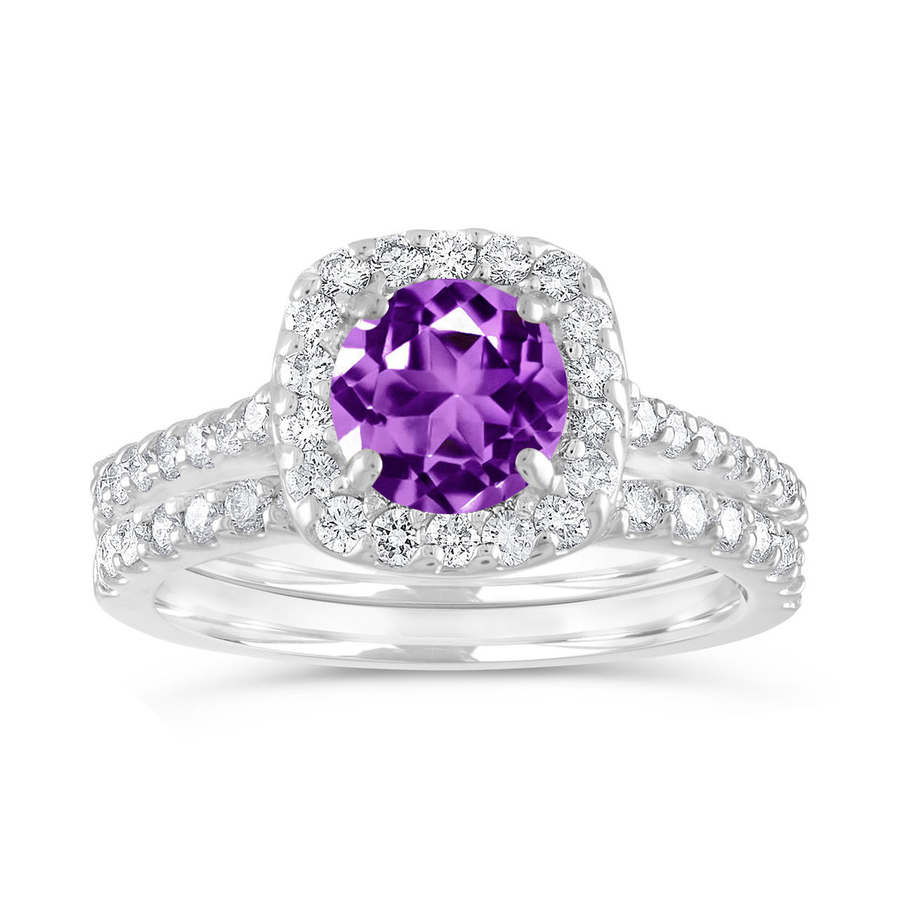 amethyst bridal ring set