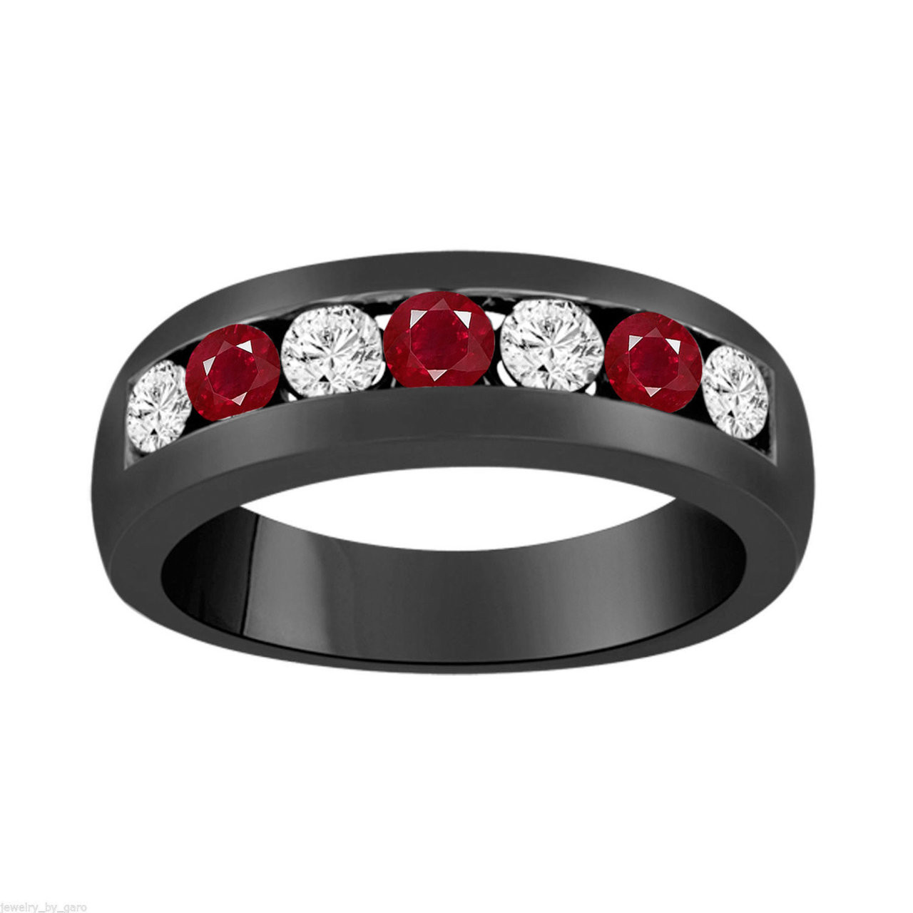 Ruby Men's Ring with Natural Diamond Accents in 10k Yellow Gold – J F M
