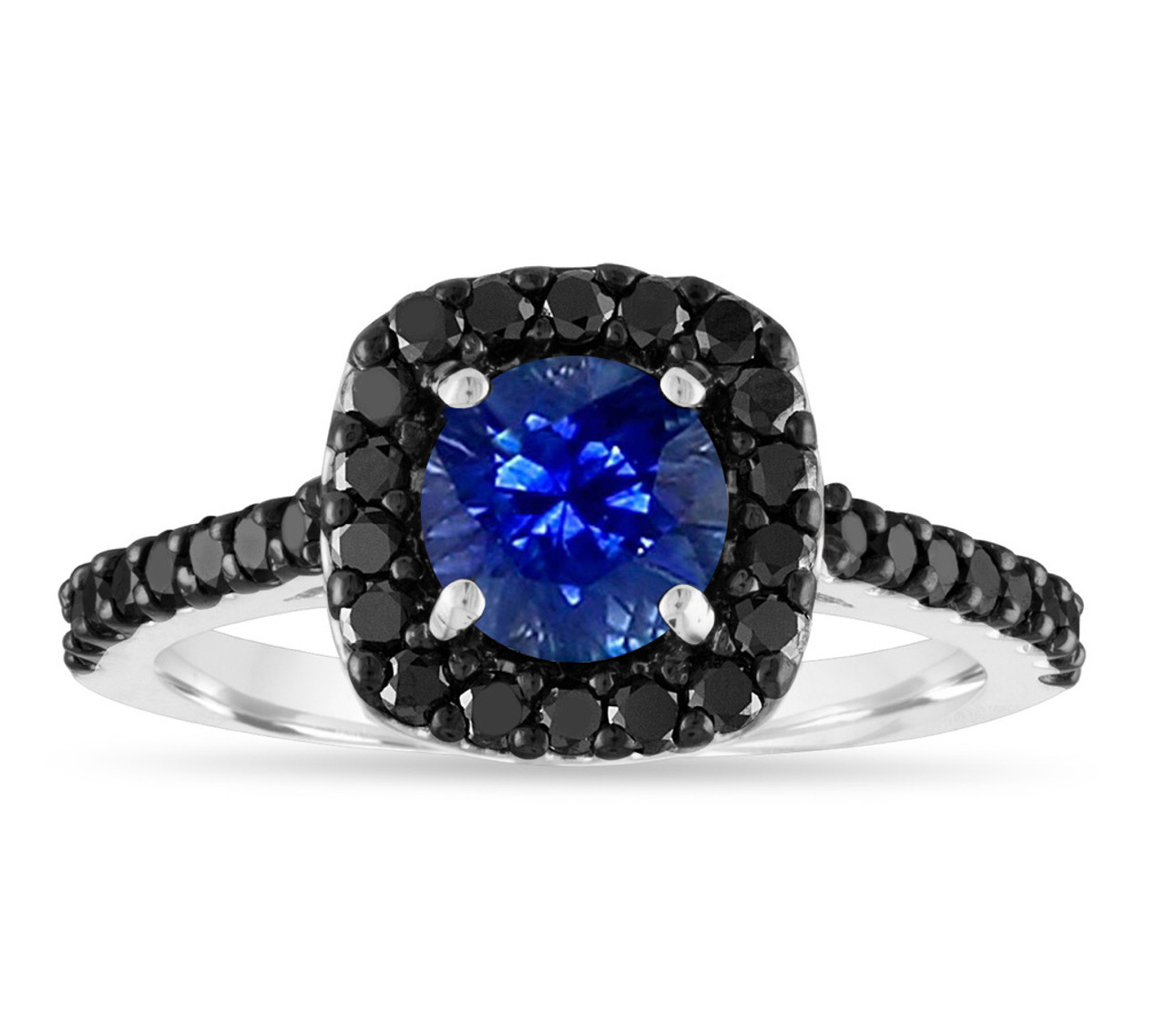 6 Prong Blue Sapphire Engagement Ring Rose Gold 3 Three Stone Ring | La  More Design