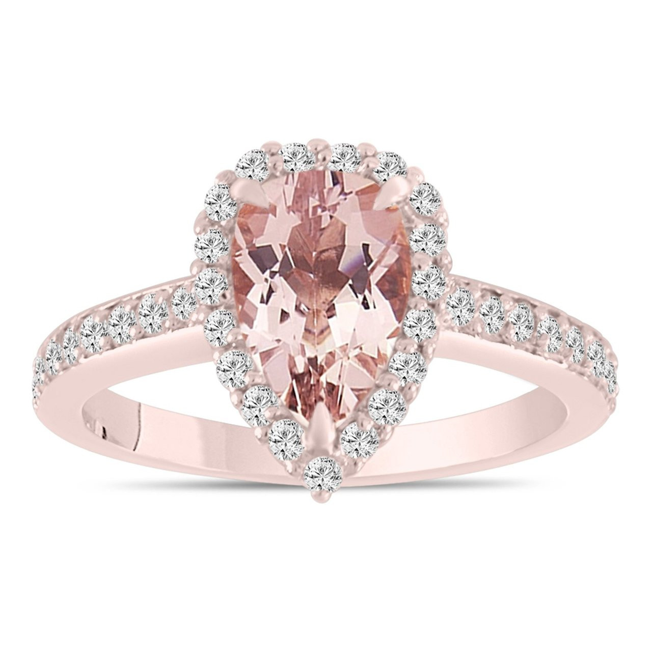 Morganite Ring With Diamonds Set In 14k Rose Gold | CGR085P-DMRG | Valina Rose  Gold Rings