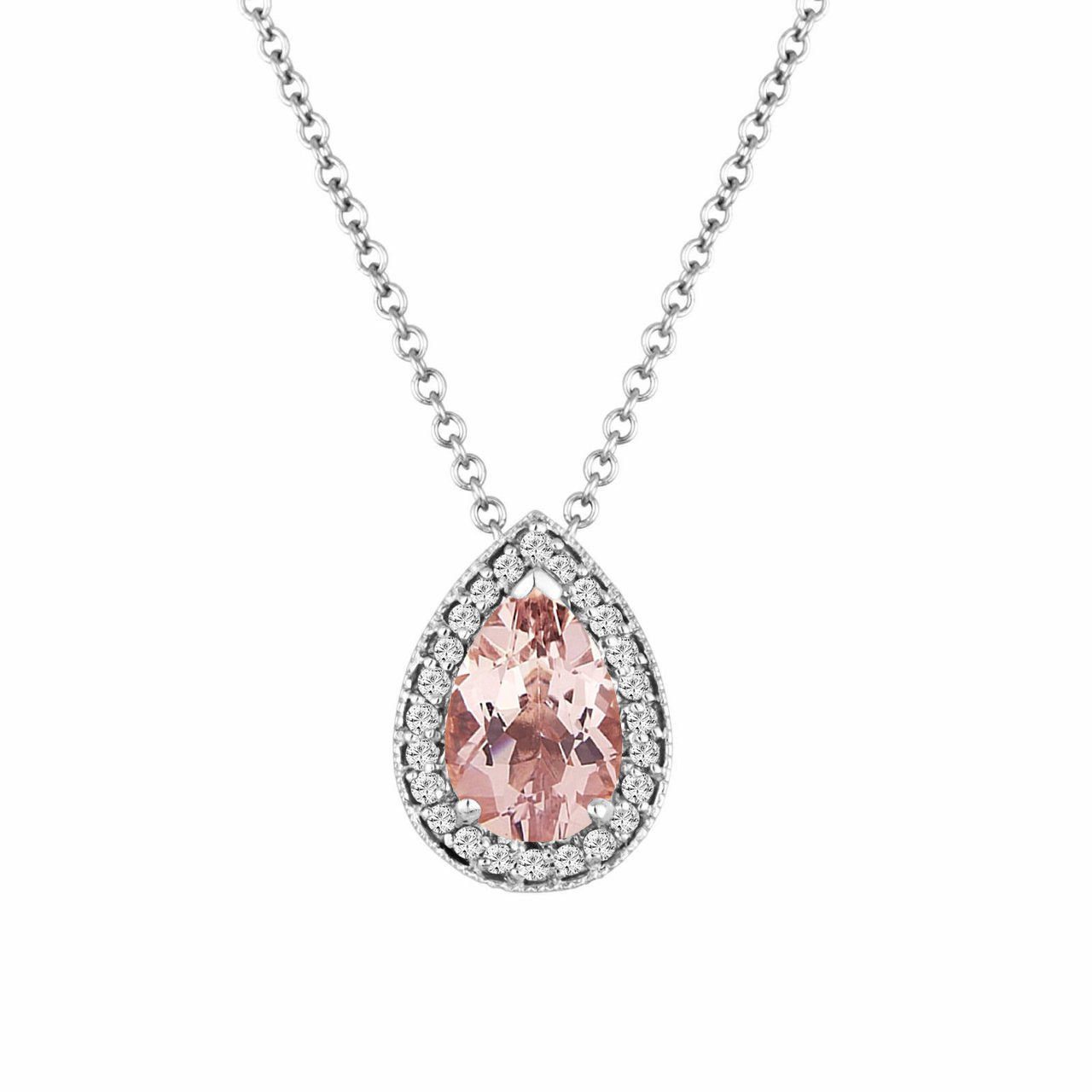 Platinum Morganite Pendant Necklace 