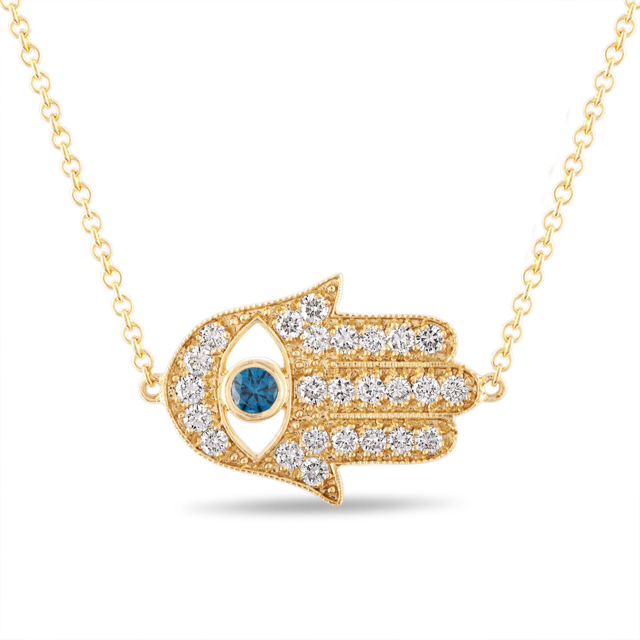 Men's 0.50 CT. T.W. Diamond Hamsa Necklace Charm in 10K Gold | Peoples  Jewellers