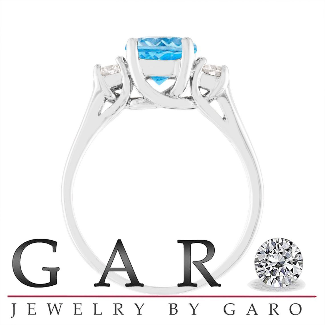 Carat Blue Topaz Engagement Ring, Blue Topaz and Diamonds