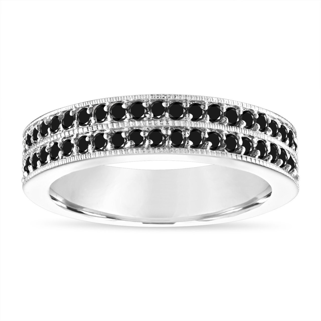 Two Row Diamond Anniversary Ring 14K White Gold