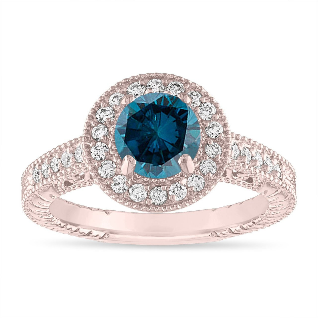 Blue Diamond Engagement Ring Rose Gold Fancy Blue Diamond